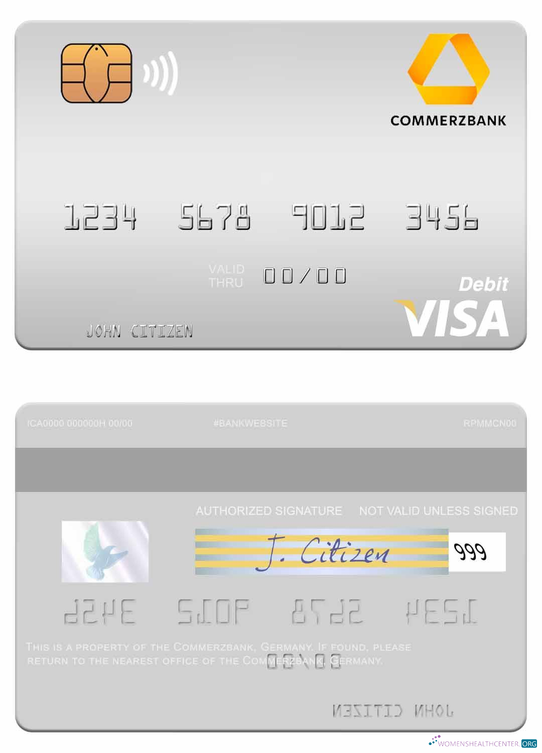 Download Germany Commerz Bank visa debit card Photoshop template